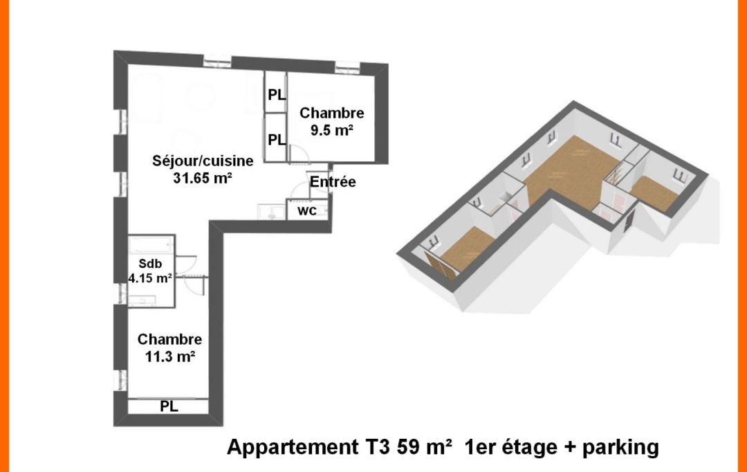Annonces VILLETTE D ANTHON : Appartement | MONTLUEL (01120) | 59 m2 | 185 000 &euro; 